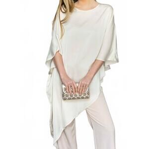 NEW BEFORE YOU satin asymmetrical top in cream